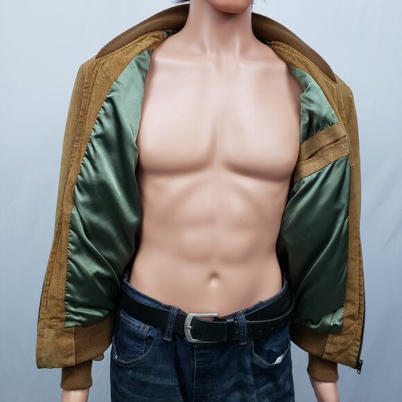 Vintage CROCODILE Leather Suede Bomber Jacket Full zip Italy Made Tan/Camel - Picture 10 of 12